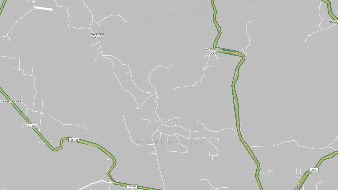 Northcutts Cove, TN Map of Noise Levels in Northcutts Cove