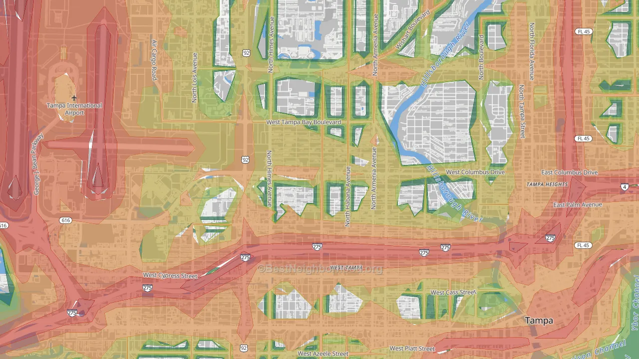 Northeast MacFarlane, Tampa, FL Map of Noise Levels in Northeast MacFarlane