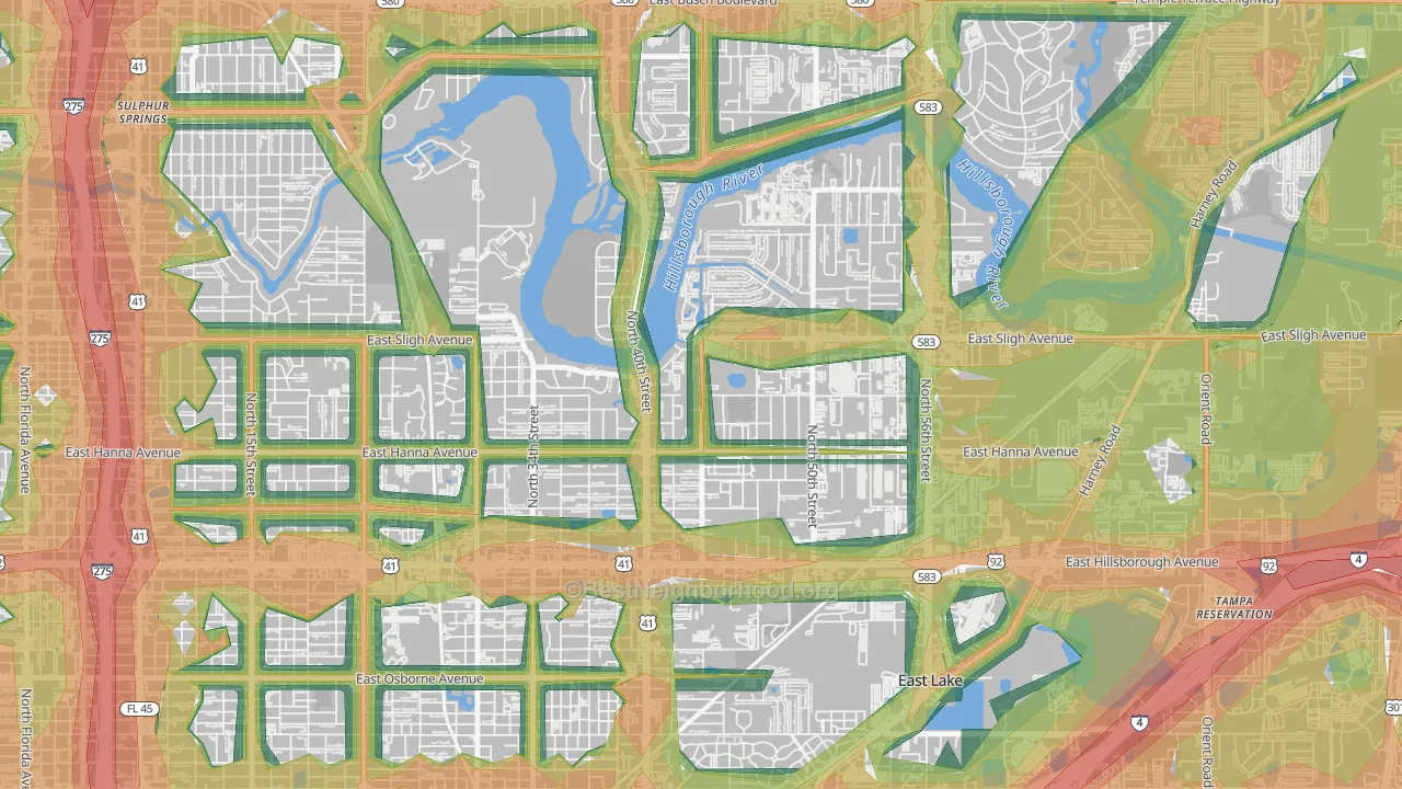 Northeast, Tampa, FL Map of Noise Levels in Northeast