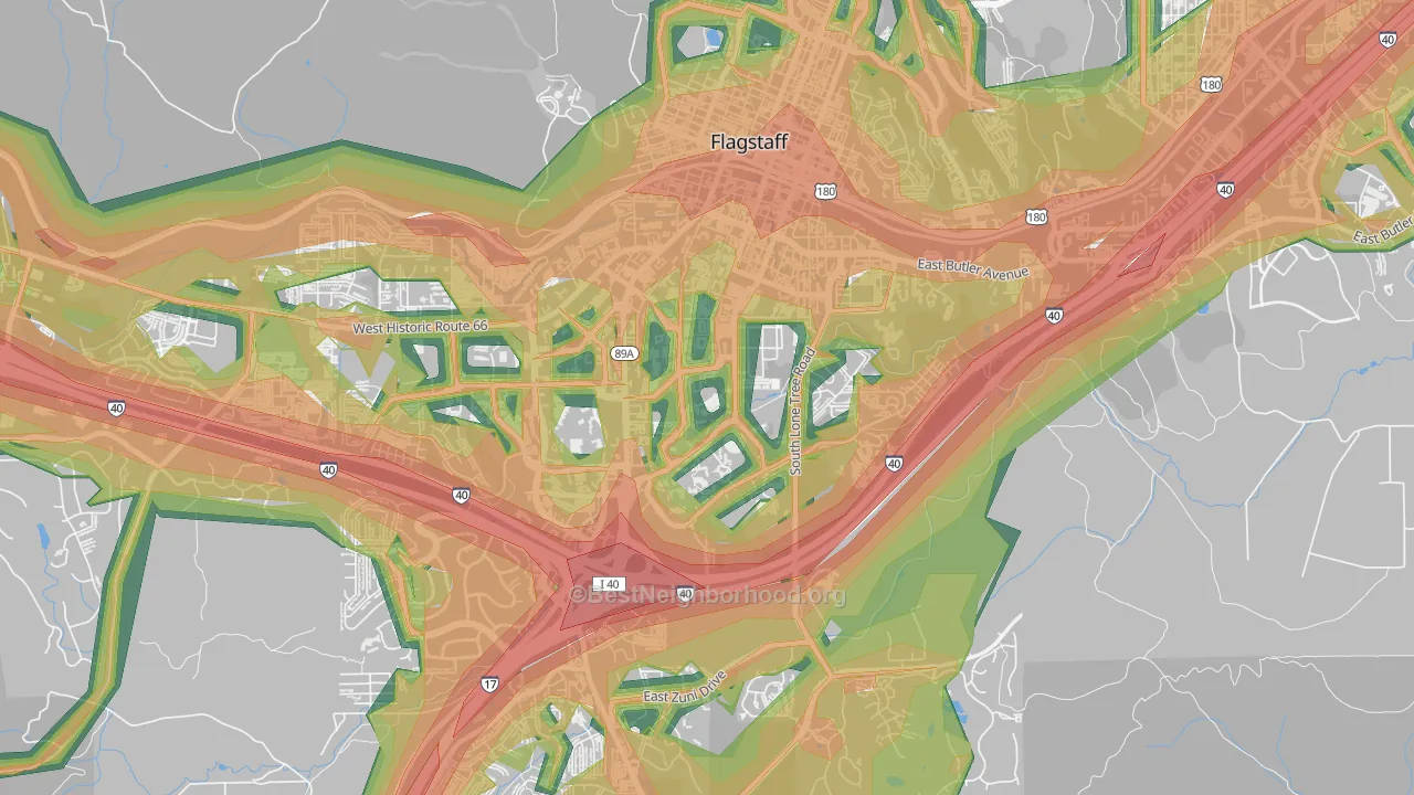 Northern Arizona University, Flagstaff, AZ Map of Noise Levels in Northern Arizona University