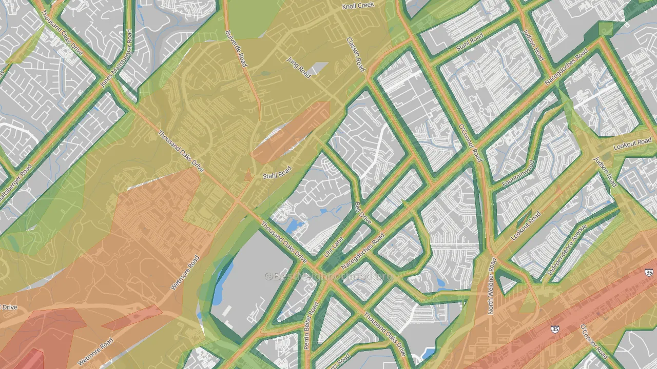 Northern Hills, San Antonio, TX Map of Noise Levels in Northern Hills