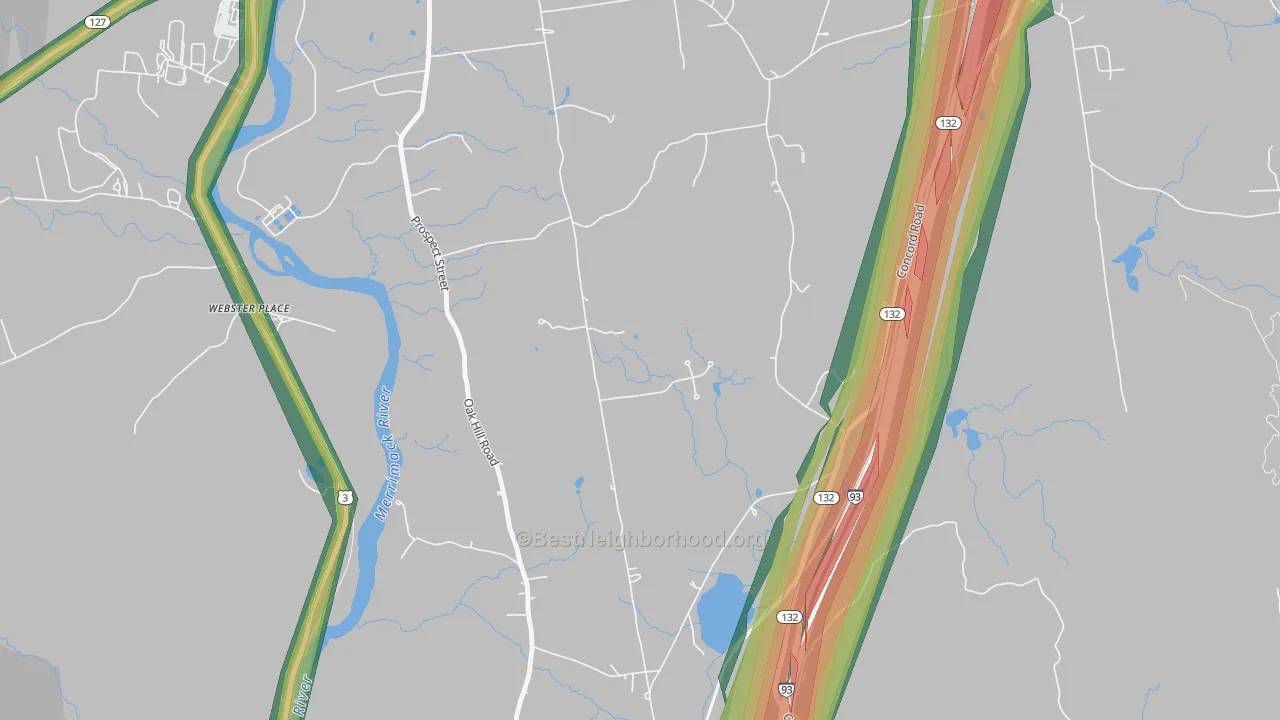 Northfield, NH Map of Noise Levels in Northfield