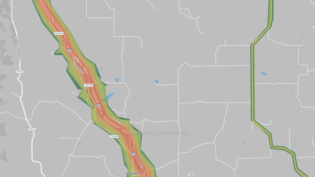 Northfield, WI Map of Noise Levels in Northfield
