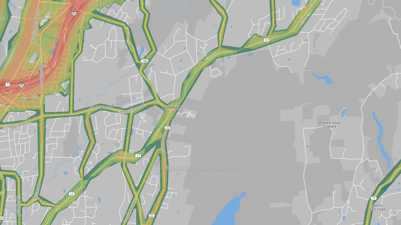 Northford, CT Map of Noise Levels in Northford