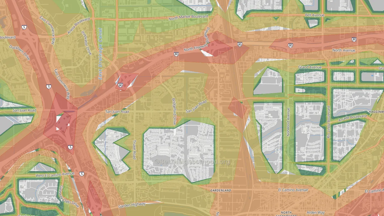 Northgate Sacramento, Sacramento, CA Map of Noise Levels in Northgate Sacramento