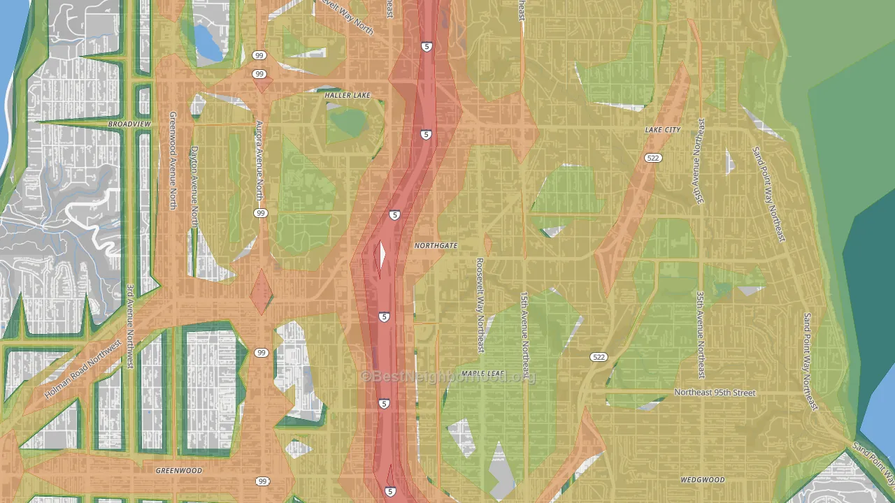 Northgate, Seattle, WA Map of Noise Levels in Northgate