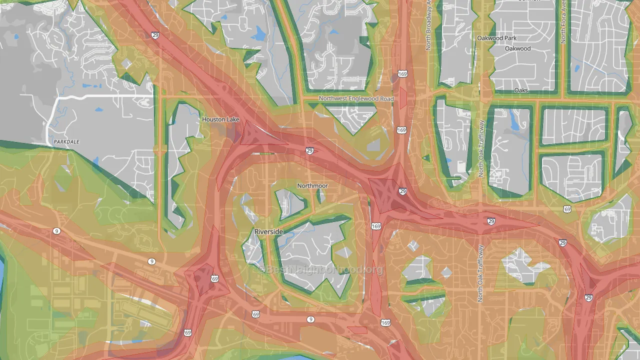 Northmoor, MO Map of Noise Levels in Northmoor