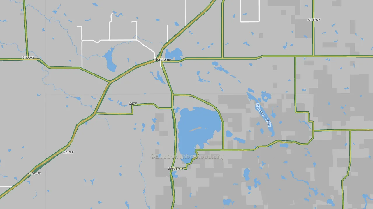 Northome, MN Map of Noise Levels in Northome