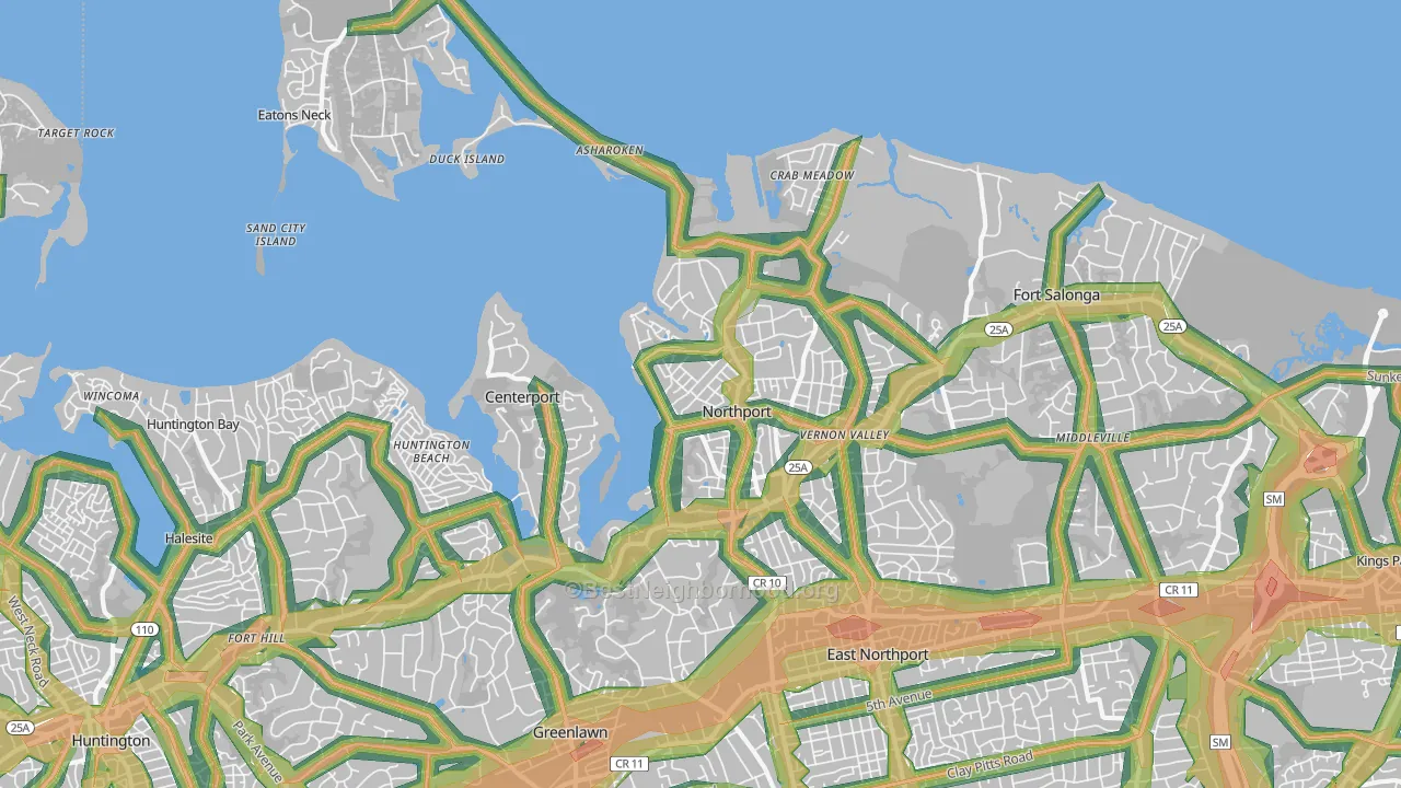 Northport, NY Map of Noise Levels in Northport