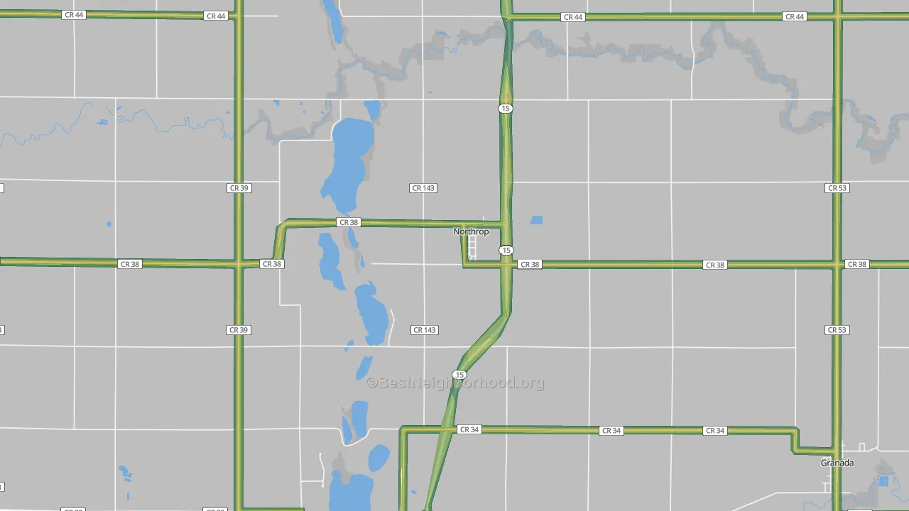 Northrop, MN Map of Noise Levels in Northrop