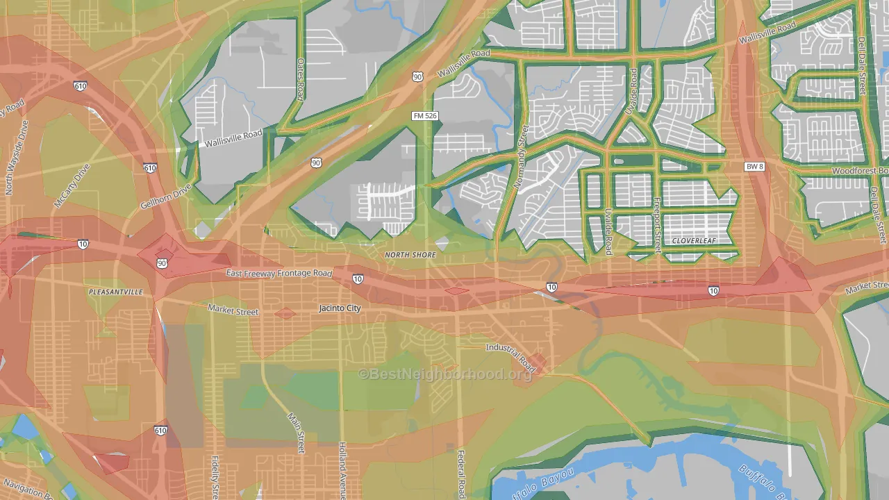 Northshore, Houston, TX Map of Noise Levels in Northshore