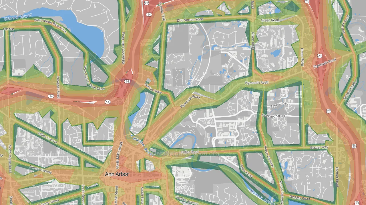 Northside Ann Arbor, Ann Arbor, MI Map of Noise Levels in Northside Ann Arbor