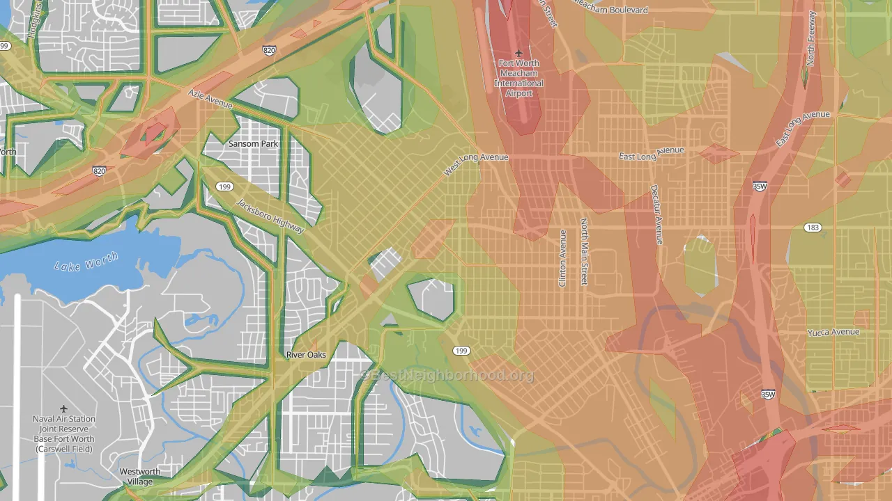 Northside, Fort Worth, TX Map of Noise Levels in Northside