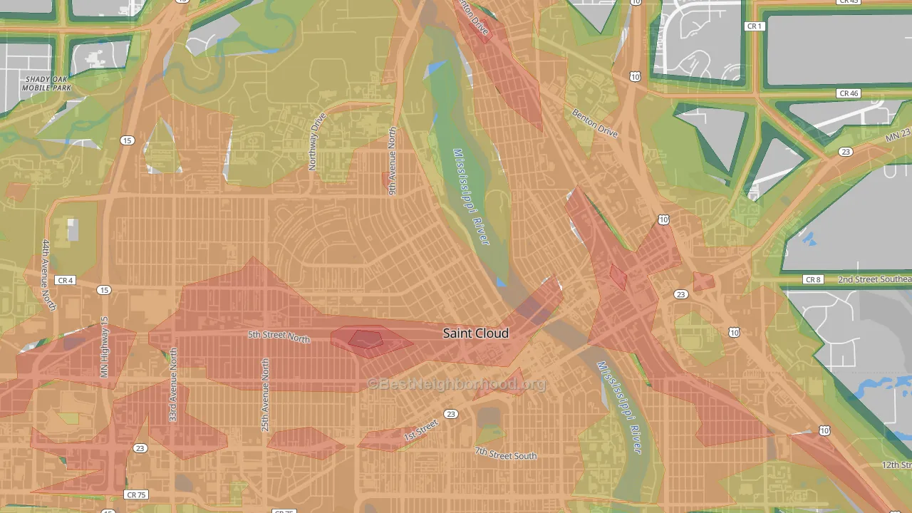 Northside Hester Park, St. Cloud, MN Map of Noise Levels in Northside Hester Park