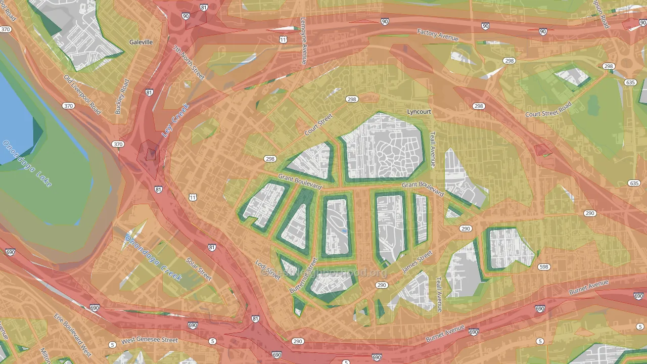 Northside, Syracuse, NY Map of Noise Levels in Northside