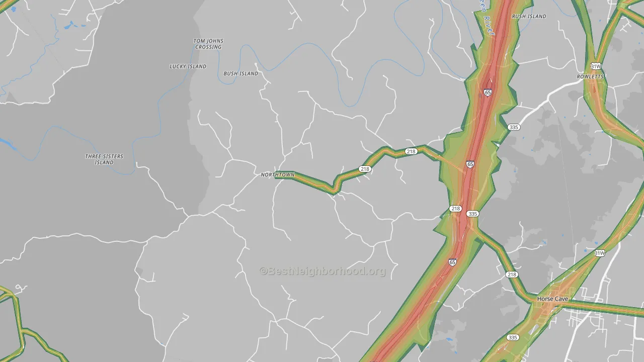 Northtown, KY Map of Noise Levels in Northtown
