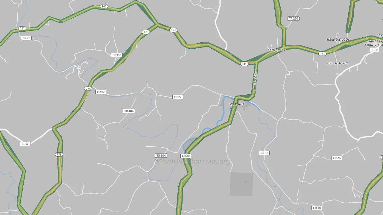 Northup, OH Map of Noise Levels in Northup