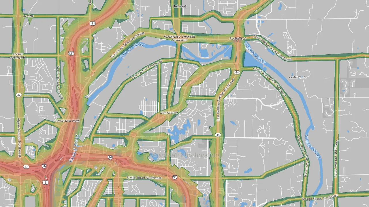 Northview, MI Map of Noise Levels in Northview