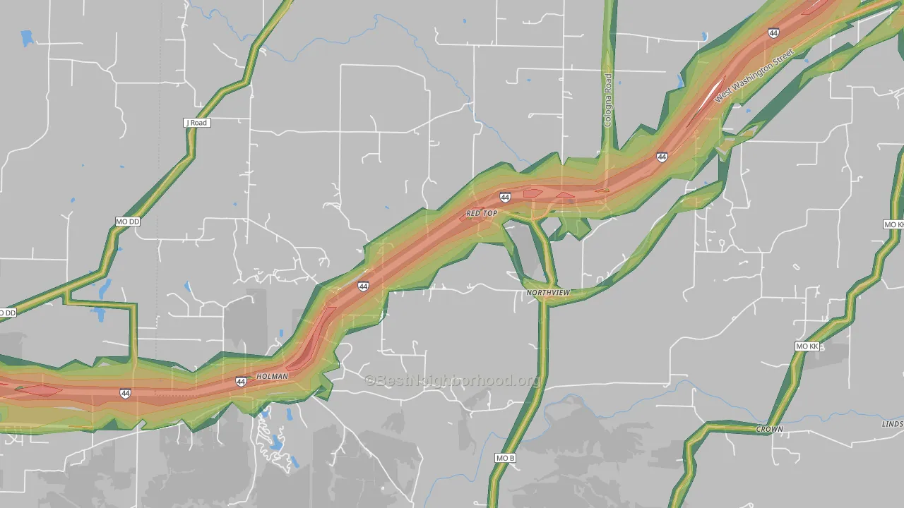 Northview, MO Map of Noise Levels in Northview