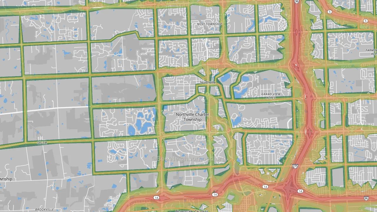 Northville, MI Map of Noise Levels in Northville