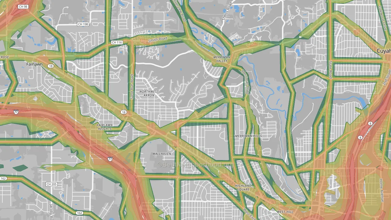 Northwest Akron, Akron, OH Map of Noise Levels in Northwest Akron