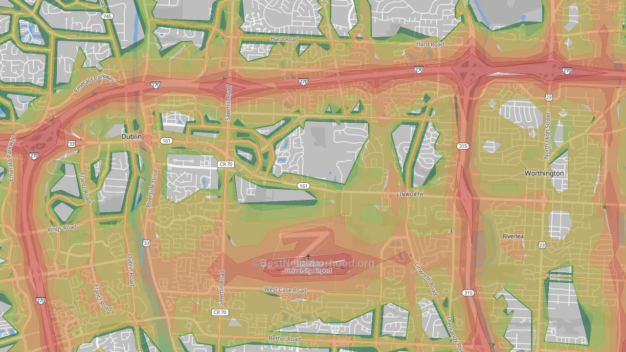 Northwest, Columbus, OH Map of Noise Levels in Northwest