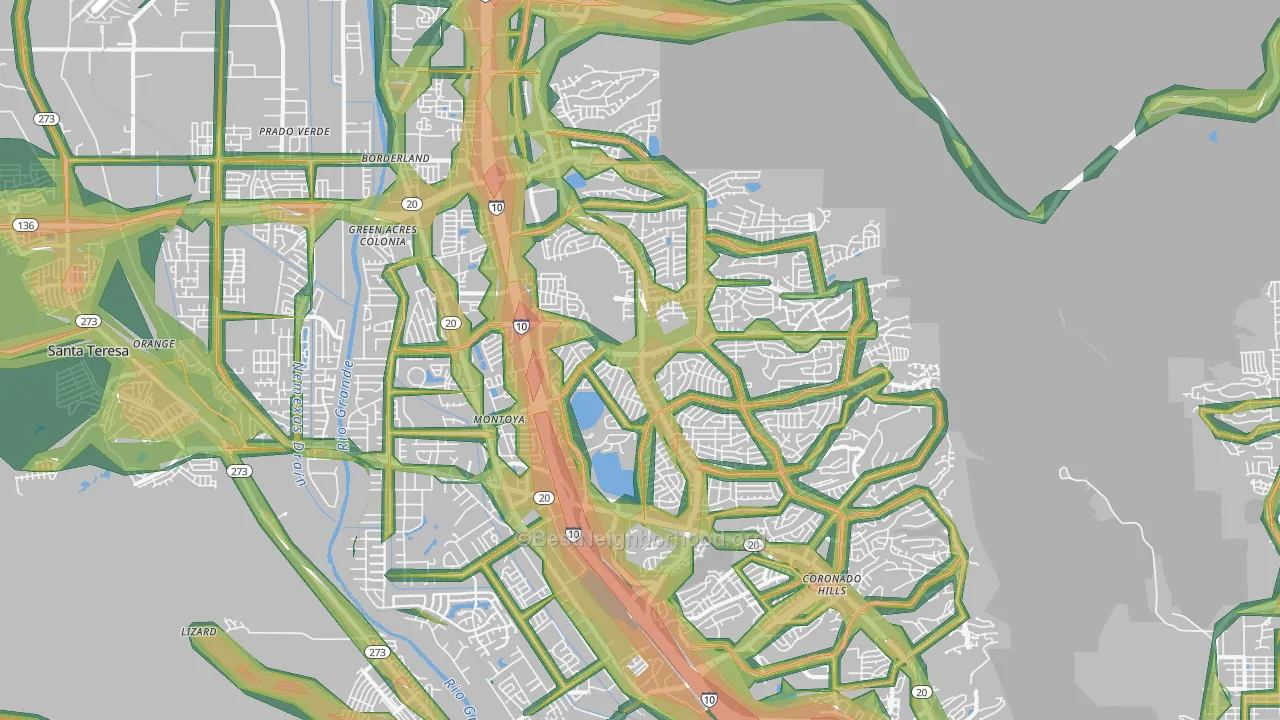 Northwest, El Paso, TX Map of Noise Levels in Northwest