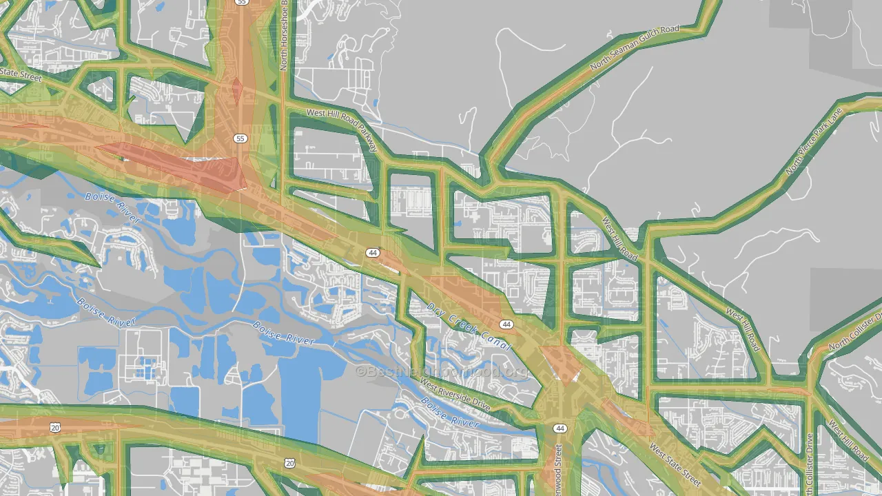 Northwest, Garden City, ID Map of Noise Levels in Northwest