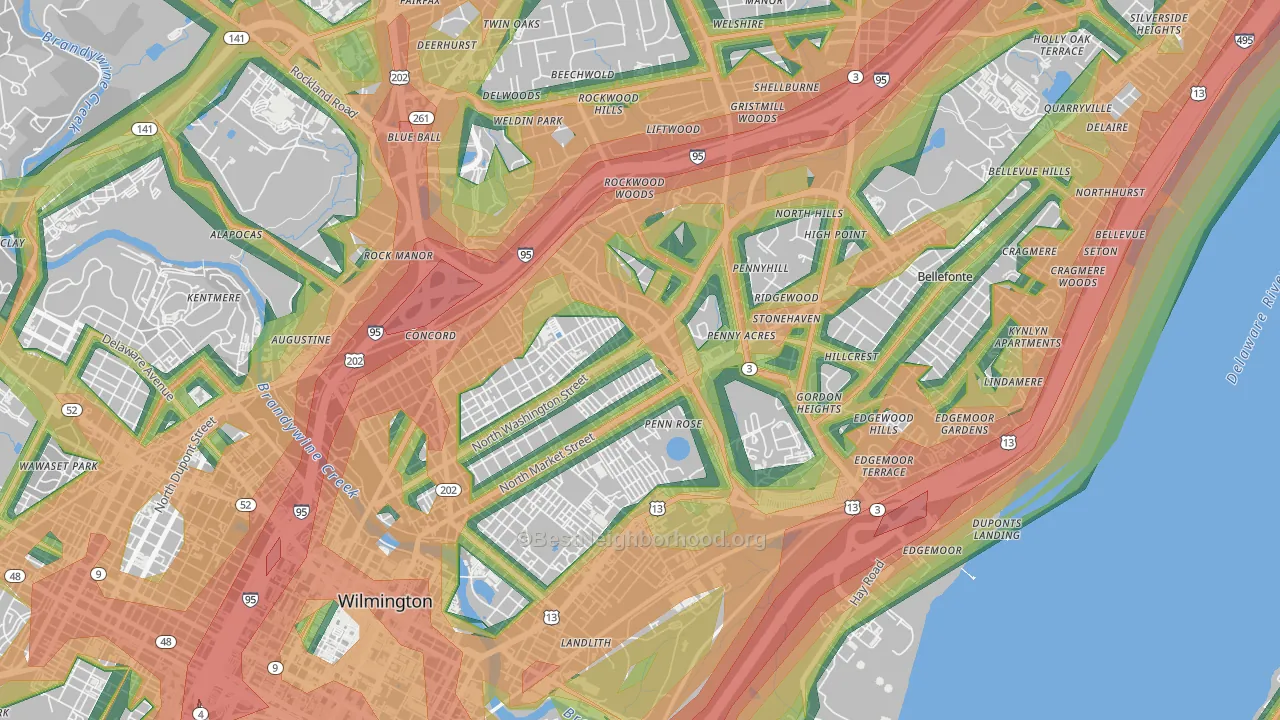 Northwest Wilmington, Wilmington, DE Map of Noise Levels in Northwest Wilmington