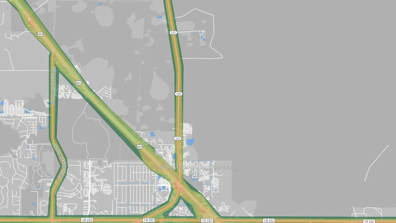 Northwood, FL Map of Noise Levels in Northwood