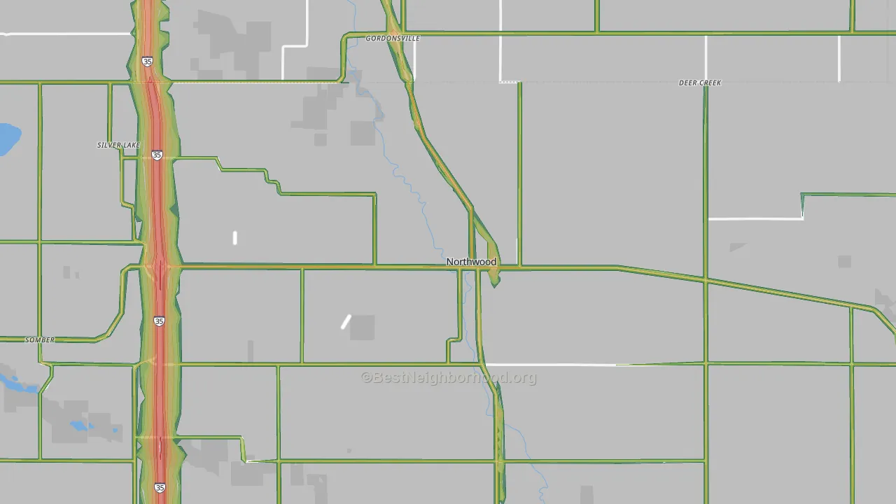 Northwood, IA Map of Noise Levels in Northwood