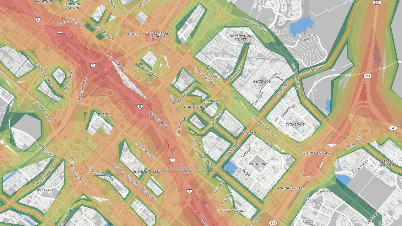 Northwood, Irvine, CA Map of Noise Levels in Northwood