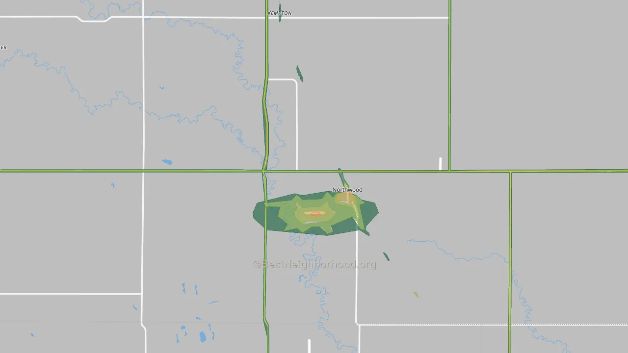 Northwood, ND Map of Noise Levels in Northwood