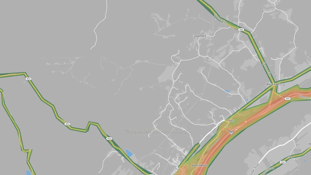 Northwood, PA Map of Noise Levels in Northwood