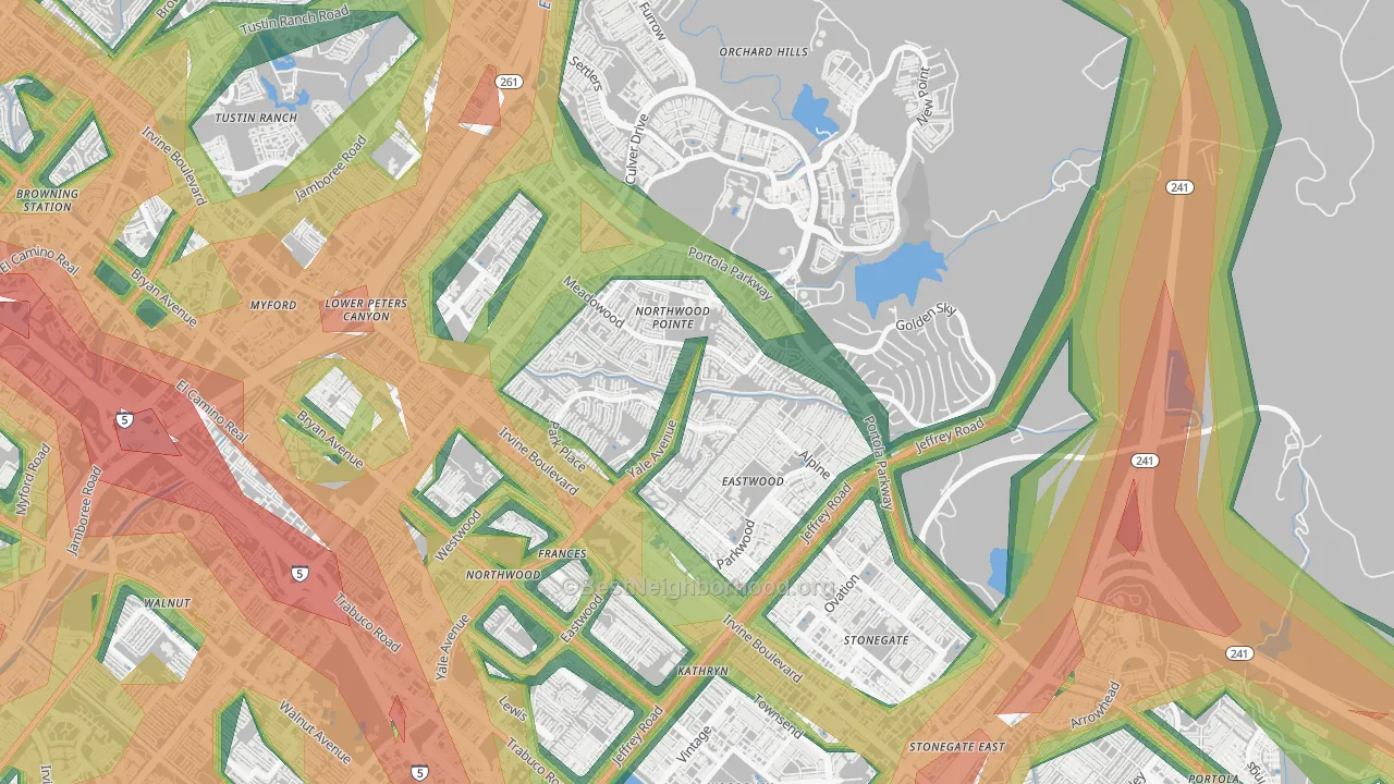 Northwood Point, Irvine, CA Map of Noise Levels in Northwood Point