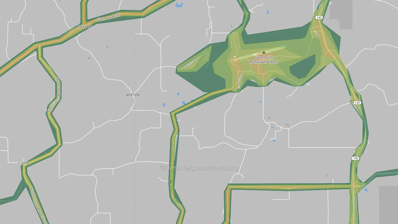 Norton, IN Map of Noise Levels in Norton