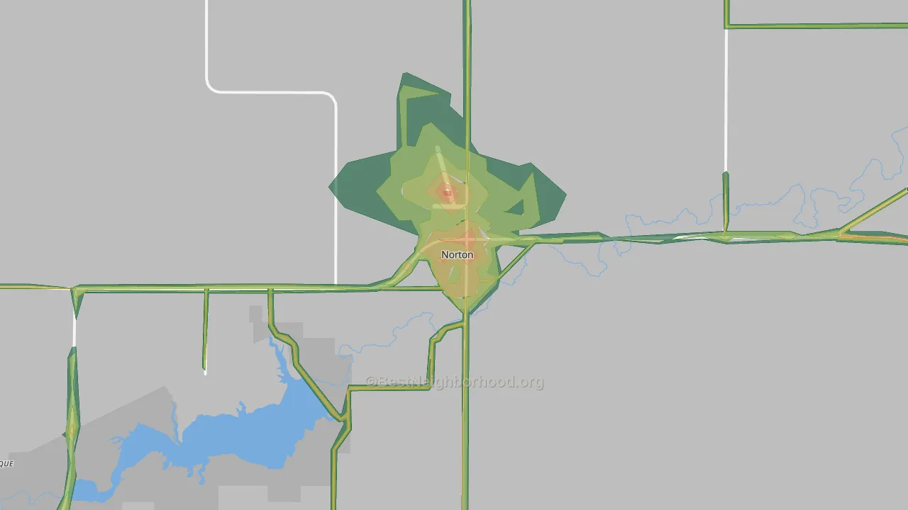 Norton, KS Map of Noise Levels in Norton