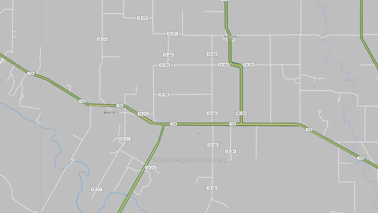 Norton, TX Map of Noise Levels in Norton