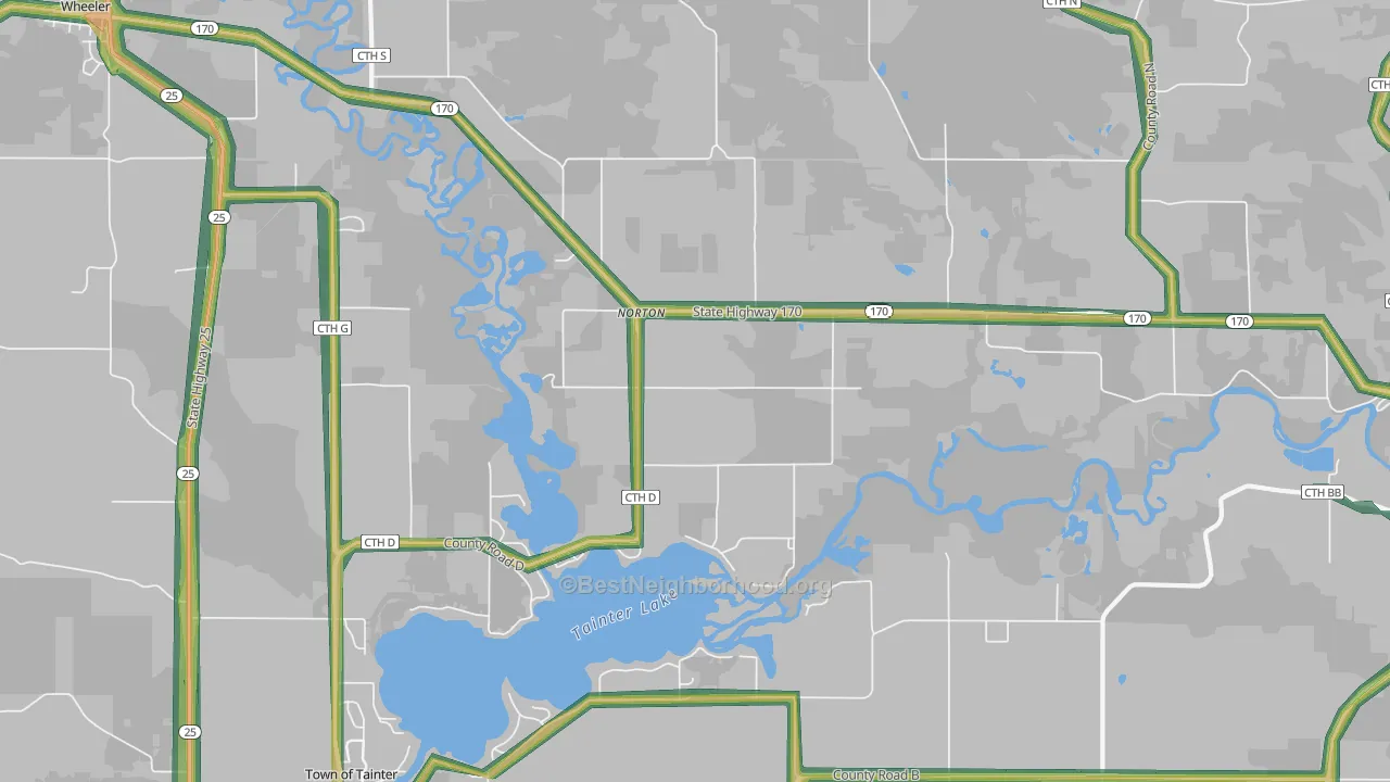 Norton, WI Map of Noise Levels in Norton
