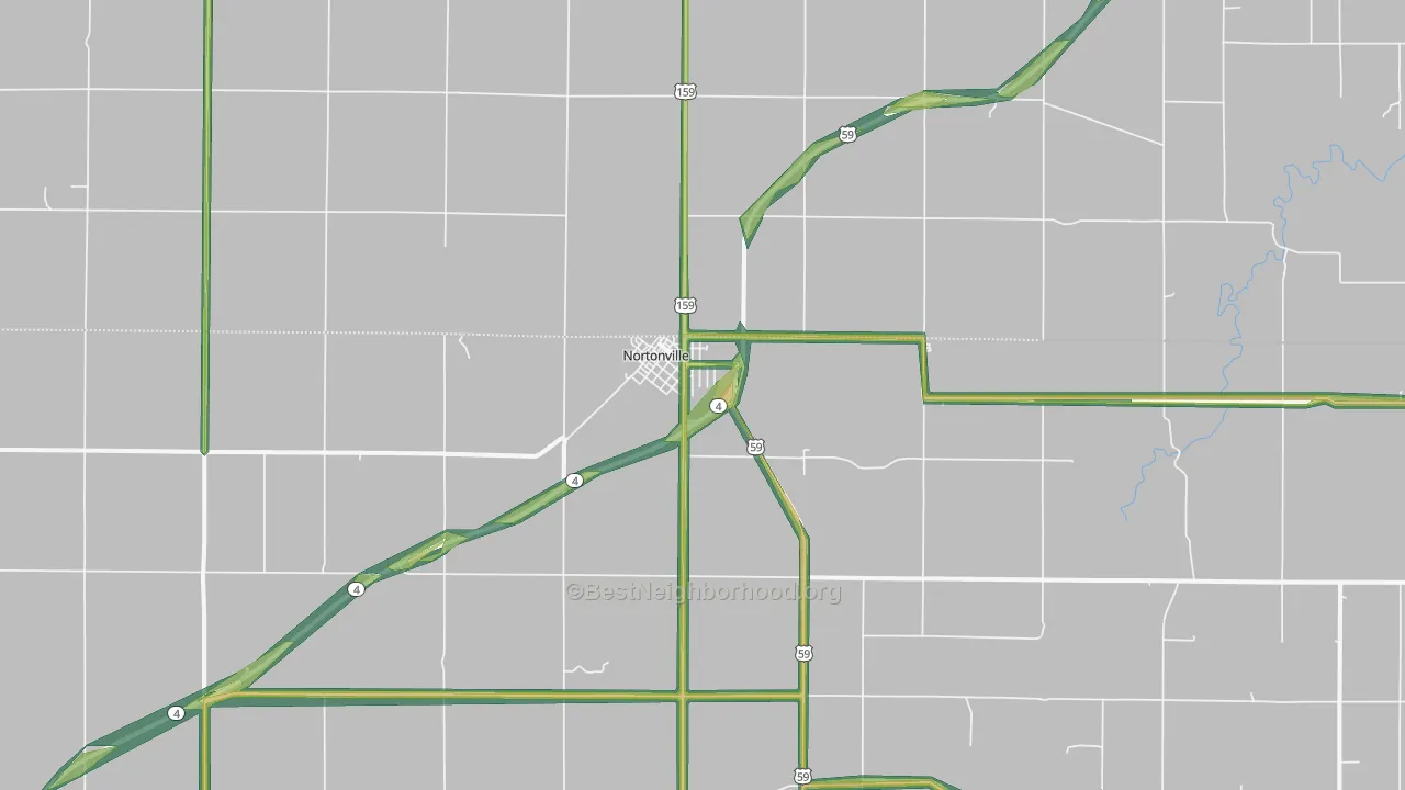 Nortonville, KS Map of Noise Levels in Nortonville
