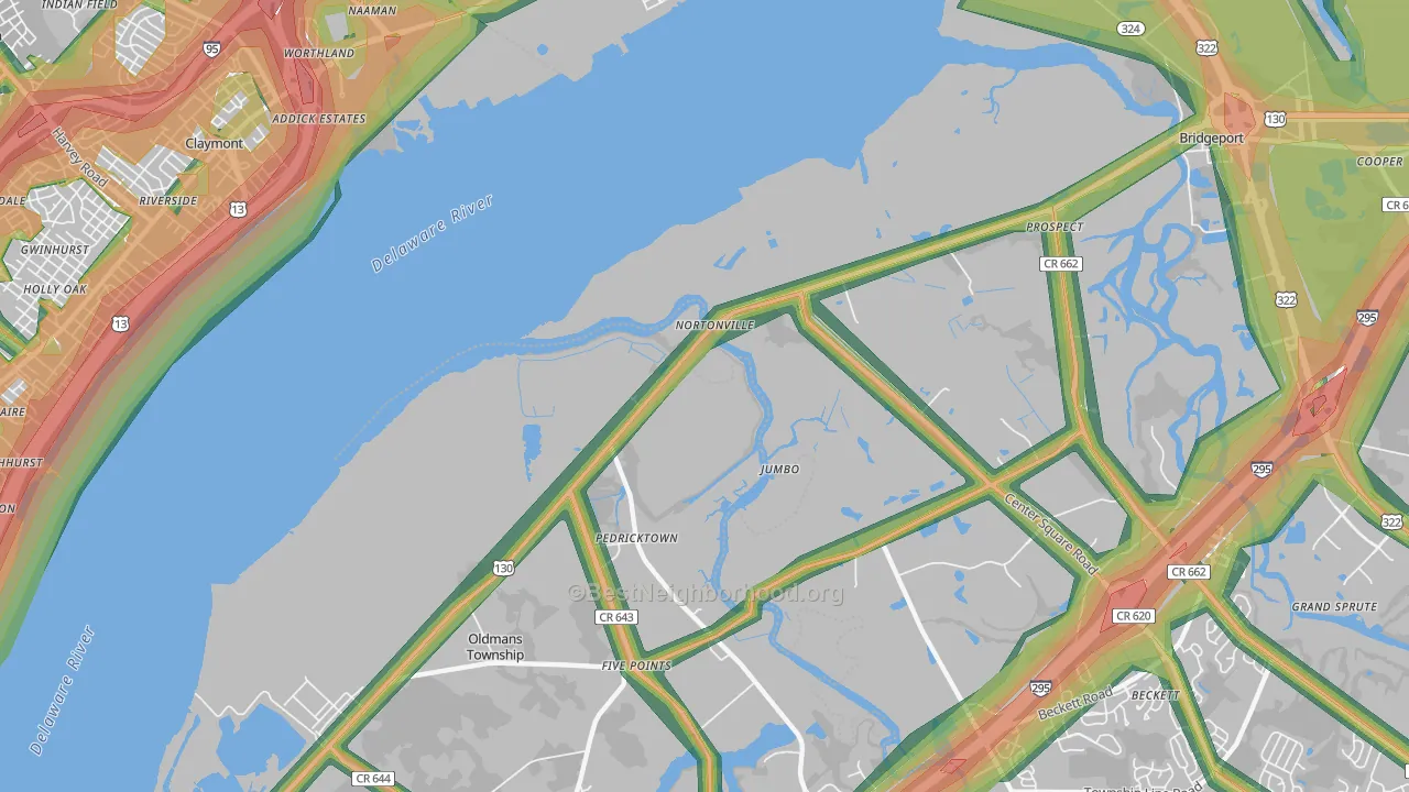 Nortonville, NJ Map of Noise Levels in Nortonville