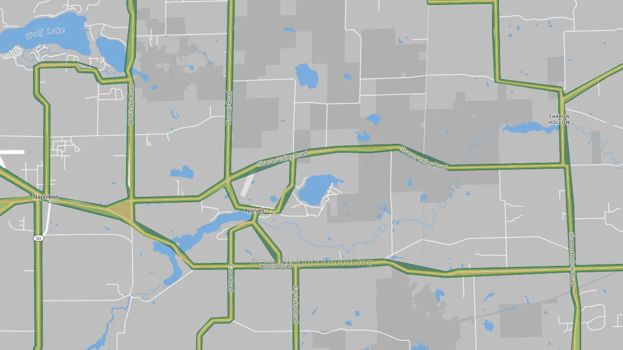 Norvell, MI Map of Noise Levels in Norvell