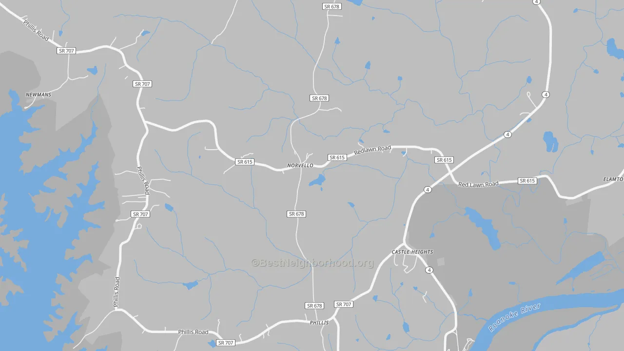 Norvello, VA Map of Noise Levels in Norvello
