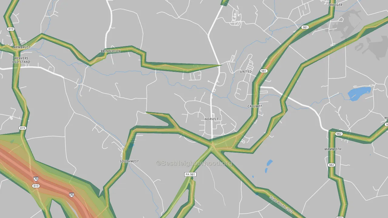 Norvelt, PA Map of Noise Levels in Norvelt