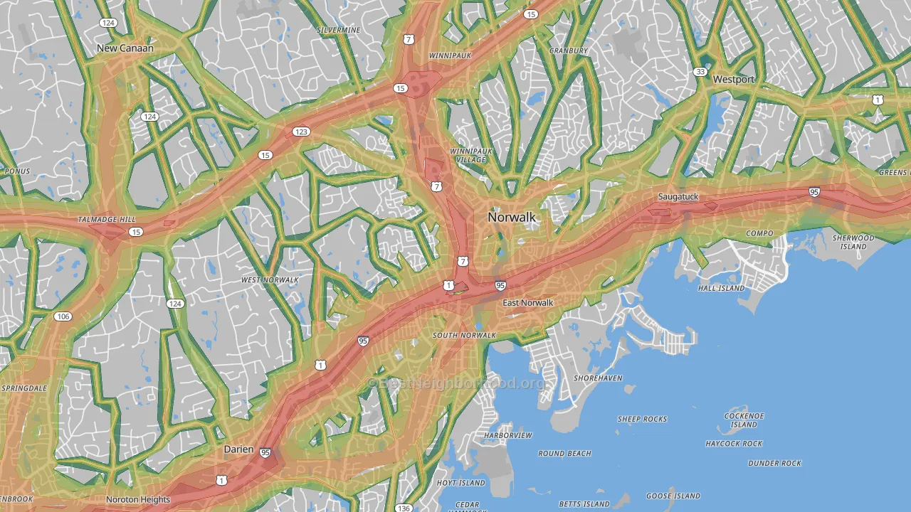 Norwalk, CT Map of Noise Levels in Norwalk
