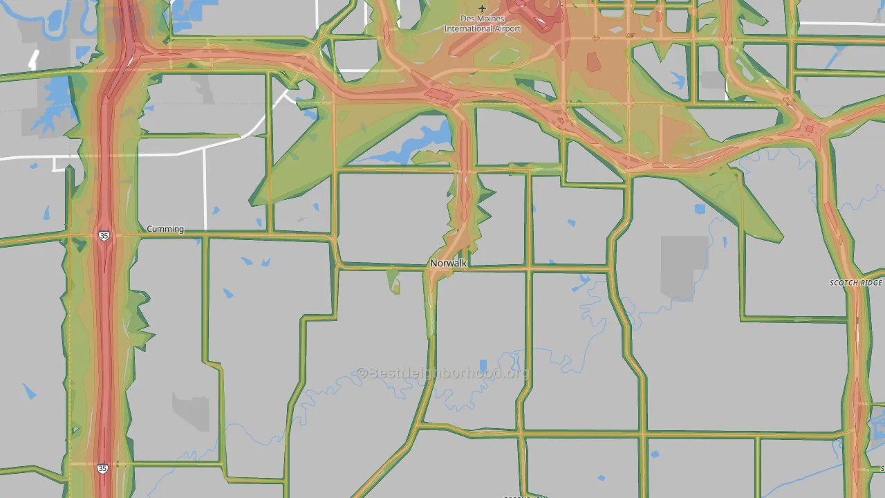 Norwalk, IA Map of Noise Levels in Norwalk