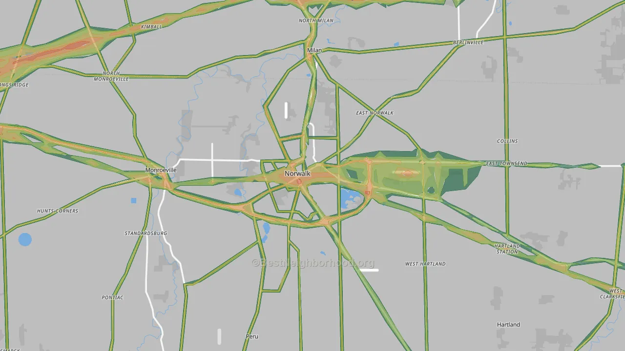 Norwalk, OH Map of Noise Levels in Norwalk