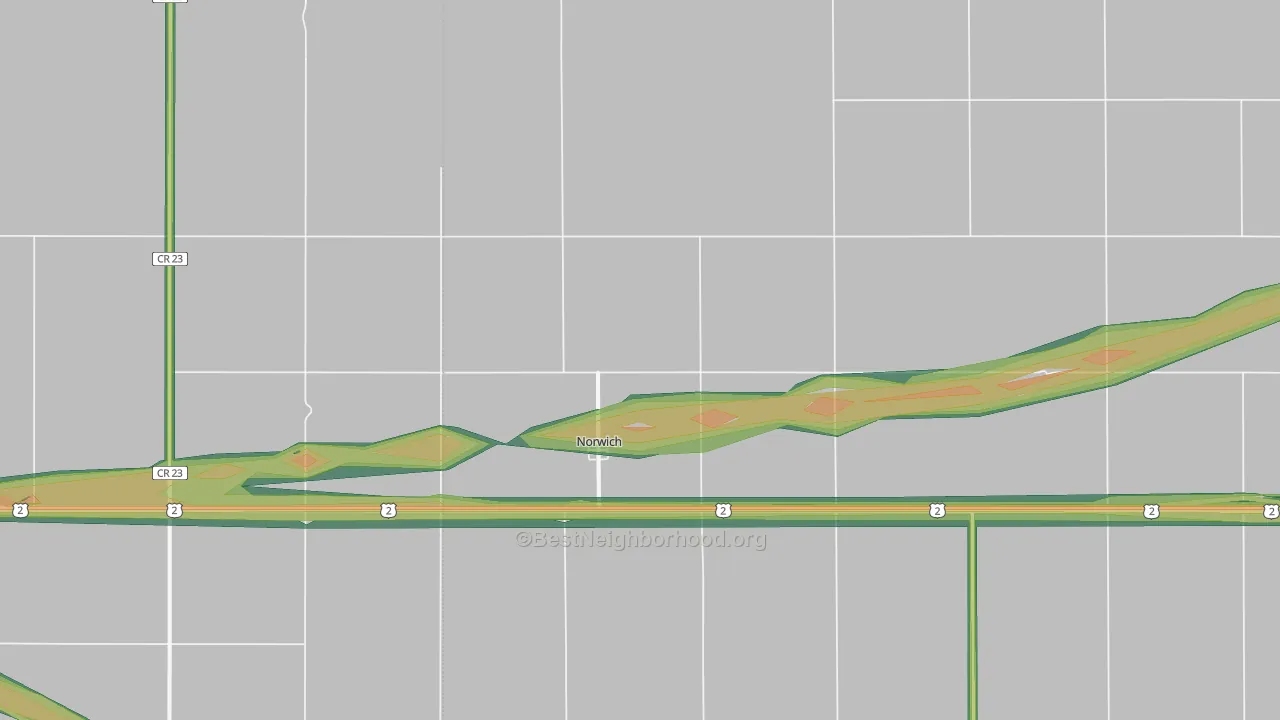 Norwich, ND Map of Noise Levels in Norwich