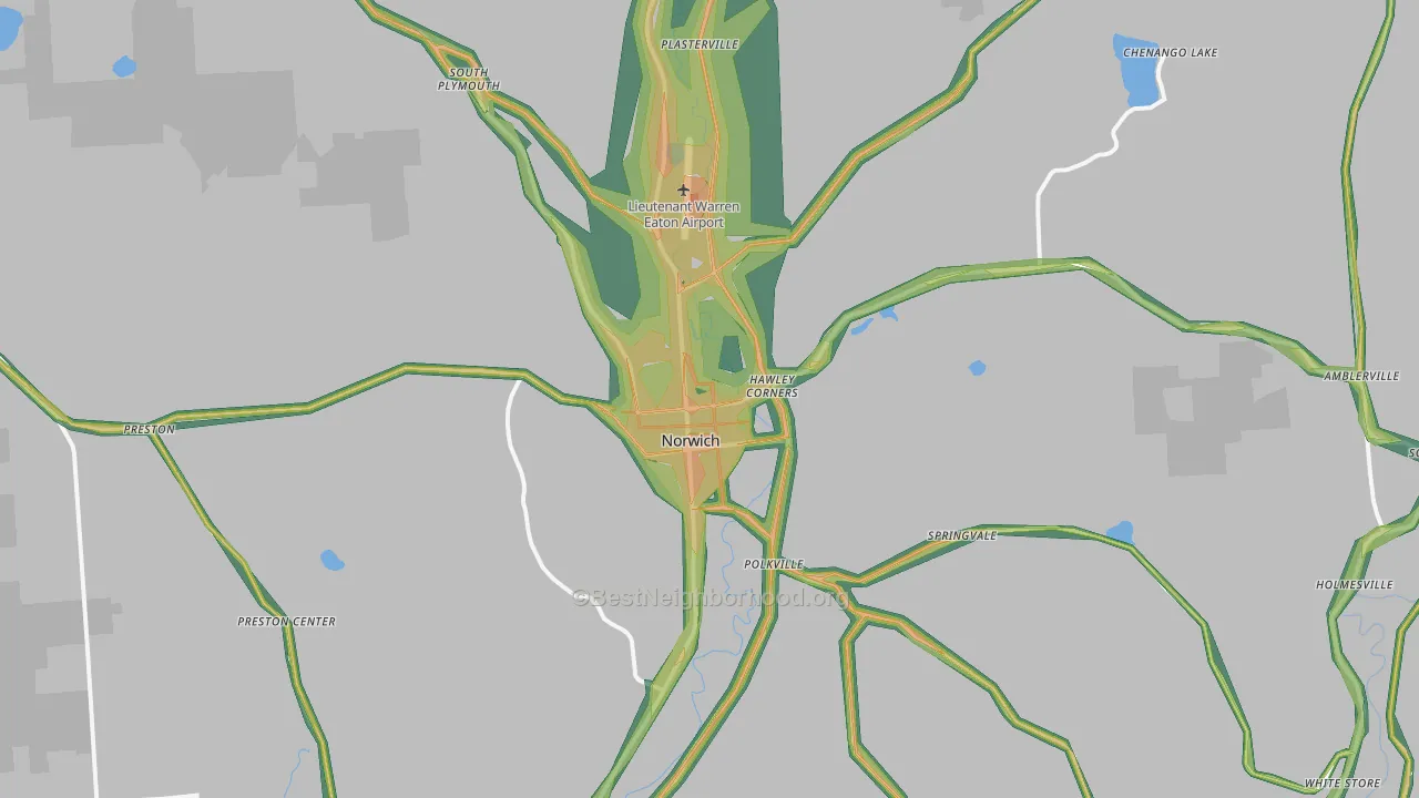 Norwich, NY Map of Noise Levels in Norwich