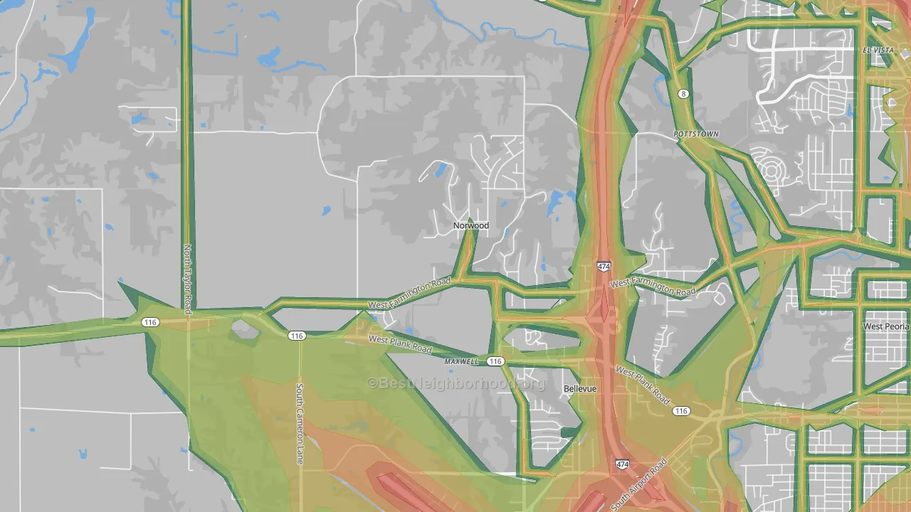 Norwood, IL Map of Noise Levels in Norwood